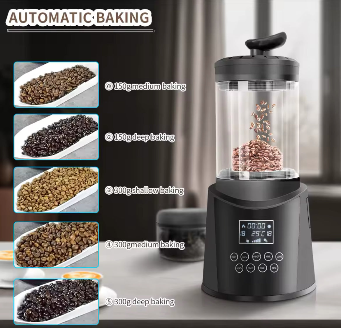 Tostadora de café 300g automática CCR-1306